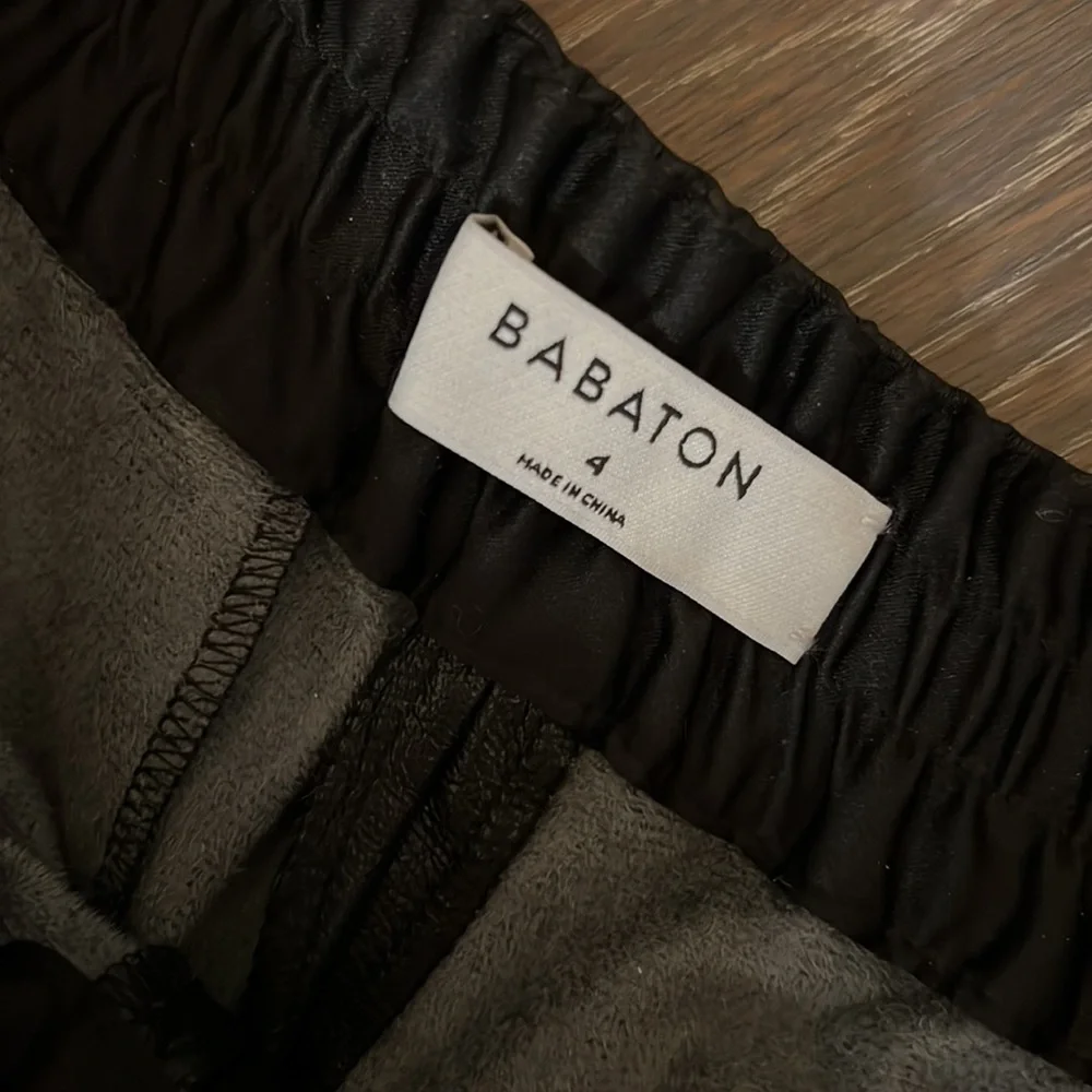 Aritzia Black Faux Leather Jogger Pants